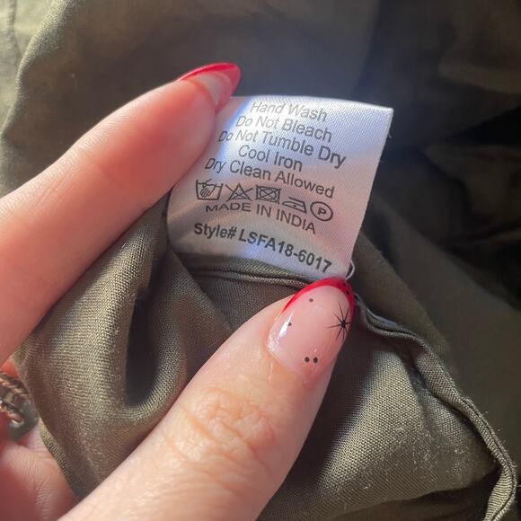 LOVE SAME Georgette Small Beaded Stem Green NWT Dress‎ Mini Sleeveless Gold Tie - Picture 6 of 7